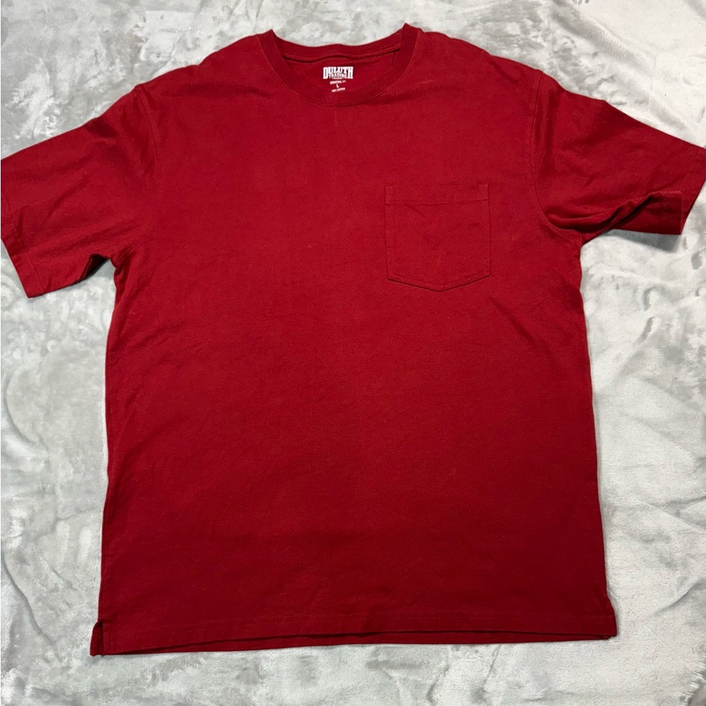 Duluth Trading Co Mens L Red Longtail-T Fit T-shirt w/Pock Short Slev (Like NEW)